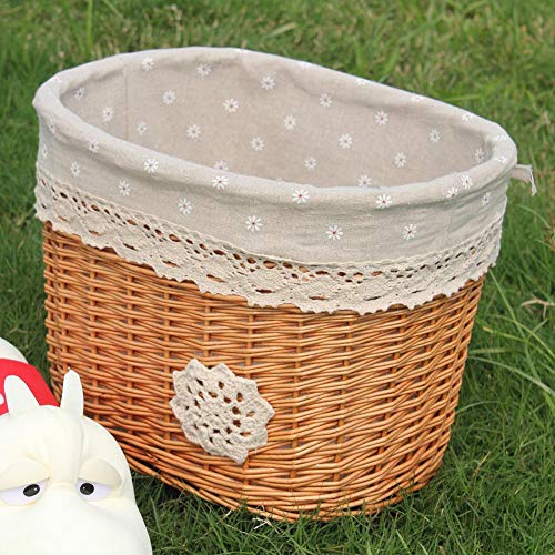Idyllic Supply Bicycle Basket, Compact Vintage Wicker Bicycle Basket, Front Handlebar Bicycle Basket Electric Bicycle Basket