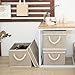 StorageWorks Decorative Storage Bins for Shelves, Storage Baskets with Lids and Soft Rope Handles, Mixing of Brown & Beige, Large, 3-Pack