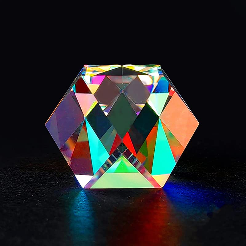Hsthe Sea Mix Color tetrakaidecahedron RGB Dispersion Prism for Home or Office Decor STEM/STEAM Desktop Toys