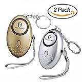 2 Pack Emergency Personal Security Safety Alarms Self-Defense Electronic Device 130DB Decibels with Pripaso LED Flashlight for Women, Elderly, Rape, Jogger, Student, as a Bag Decoration
