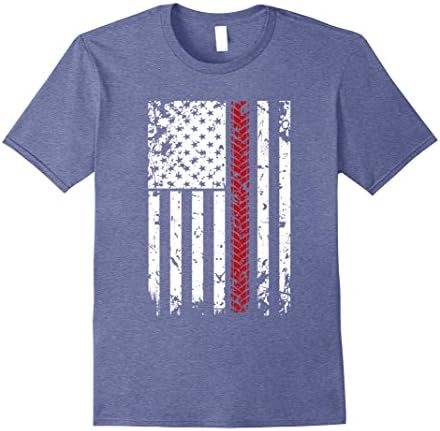 Mens Motorcross Shirts American Flag Motorcycle Tire Track Shirt Large Heather Blue
