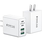 USB C Charger Block, 2Pack 40W 4-Port Type C Fast Charging Block Dual PD Power Adapter+QC Plug Double Wall Charger Blocks Multiple USBC Charging Cube for iPhone 17 16 15 14 13 12 11 Pro Max, Samsung