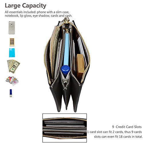 Lovena Soft Leather Wristlet Smartphone Zipper Wallet Tassel Wristlet - Fit iPhone X/iPhone 8/7Plus Samsung Note 8/5- Sliver - Thumbnail 3