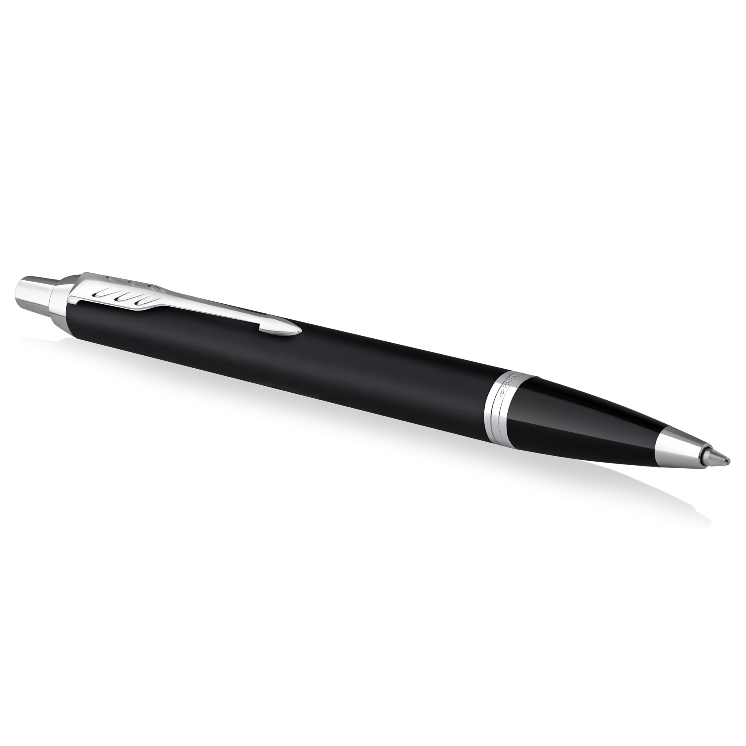 Parker IM Ballpoint Pen | Matte Black with Chrome Trim | Medium Point with Blue Ink Refill | Gift Box
