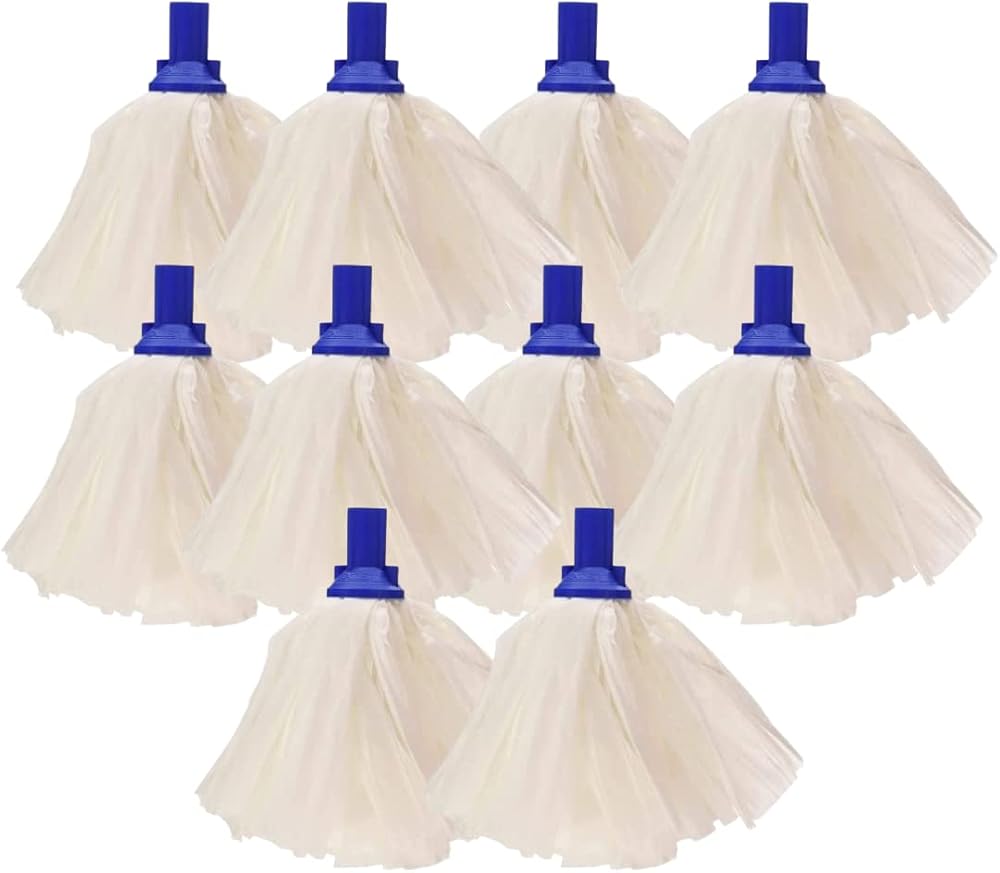 Avern Cleaning Exel Mop Heads Blue 10 Pack Big White Socket Fit