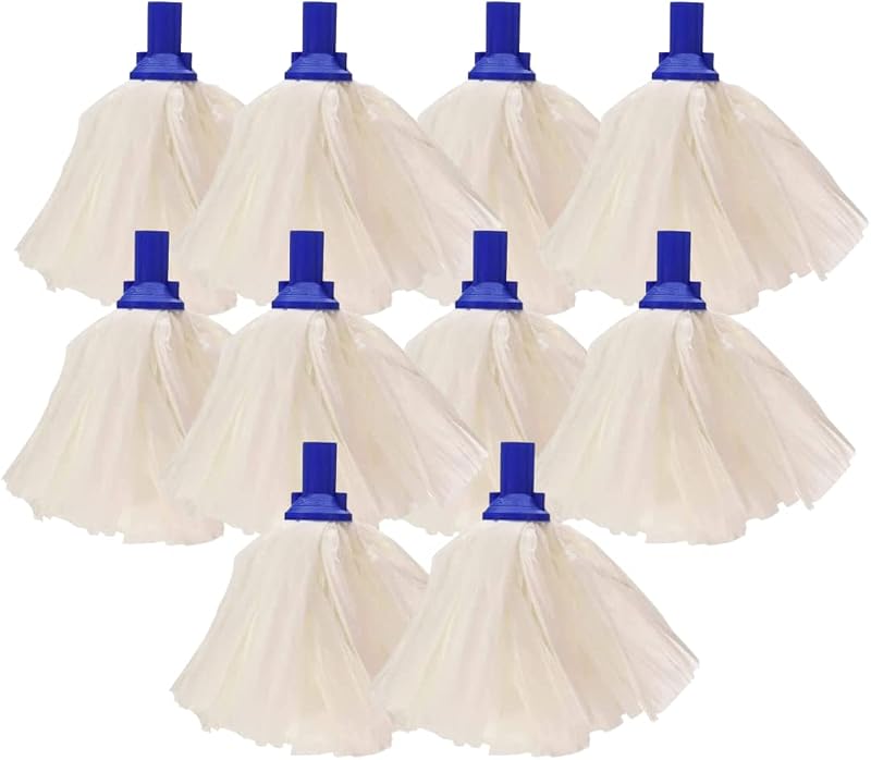 Avern Cleaning Exel Mop Heads Blue 10 Pack Big White Socket Fit