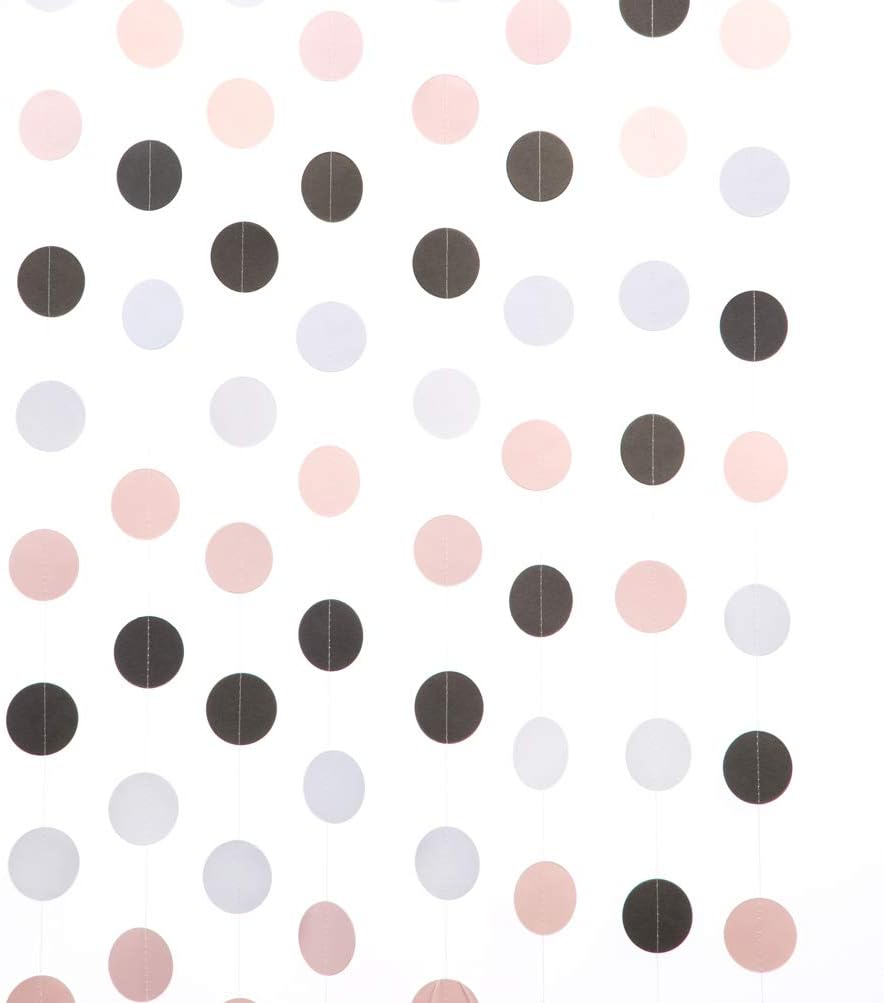 Amazon Com Mowo 26ft Pink Grey Paper Garland Circle Dots Hanging