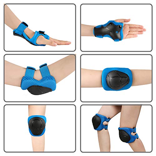 Knee Pads for Kids Toddler Knee Pads and Elbow Pads Set with Wrist Guards 3 in 1,Children Protective Gear Set for Skating Riding Cycling Biking Rollerblading Scooter(3-8 Years),Blue