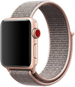Lozer for Apple Watch Band Sport Loop 38MM, Adjustable Closure Wrist Strap Lightweight Breathable Nylon Replacement Band for Apple Watch Series 3/2/1, Sport, Edition,Nike+ Hermes (Pink Sand)