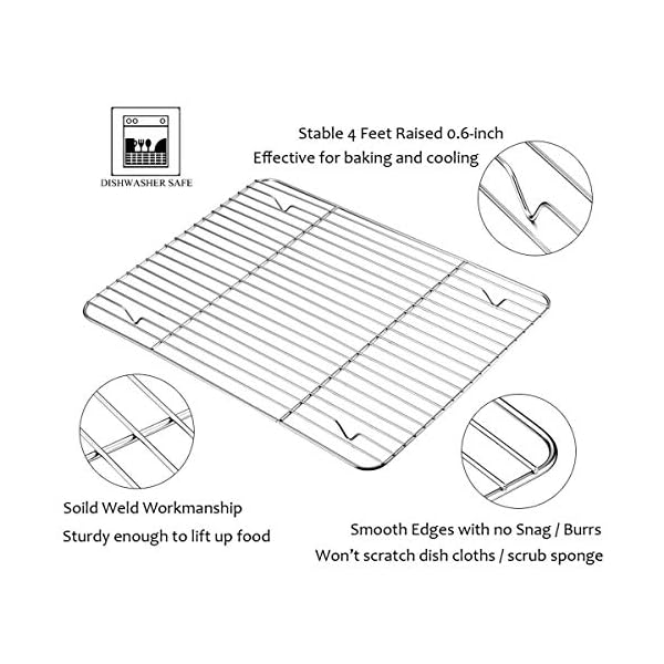 Baking-Tray-with-Rack-Set-4-Sheets-4-Racks-HaWare-100-Stainless-Steel-Rimmed-Cookie-Sheet-PansToaster-Oven-Tray-with-Cooling-Rack-Non-Toxic-Healthy-Rust-Free-Dishwasher-Safe-8-Pieces Baking Tray with Rack Set (4 Sheets + 4 Racks), HaWare 100% Stainless Steel Rimmed Cookie Sheet Pans,Toaster Oven Tray…