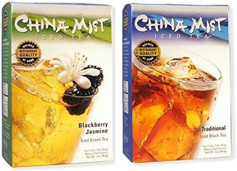 China Mist Tea 2-Pack Bundle - Blackberry Jasmine Iced Green Tea &amp; Traditional Black Iced Tea