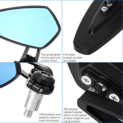 Yizhet 1 paar universele fiets achteruitkijkspiegel voor motorfietsen, 7/8 inch stuur CNC aluminium 360 ° draaibaar en… - Image 5