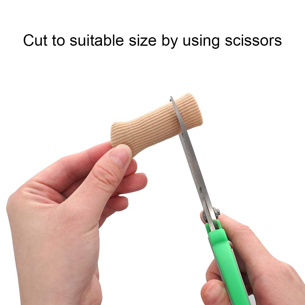 Skyfoot’s Toe Caps Fabric Lined with Silicone Gel Sleeves Protectors - 3 Pack Cuttable Gel Toe Covers For Bunion, Hammer Toe, Blister, Corn (Medium 3/4\