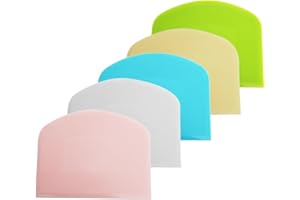5 Pack Dough Scraper, Plastic Bench Scraper for Baking, Plastic Flexible Scrapers, Cake Baking Bench Scrapers Food-Safe Plast