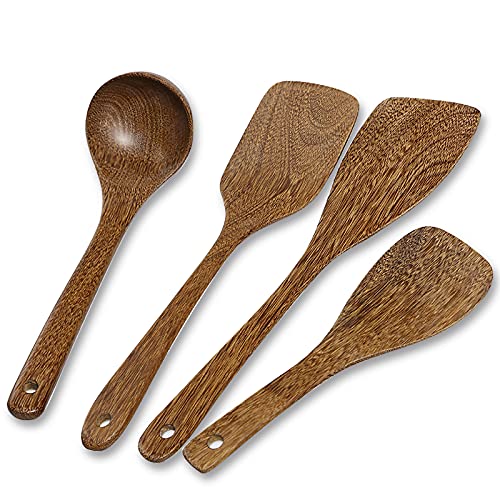 6 Pcs Best Wooden Kitchen Utensils SetWooden Cooking Spatula, Ladle, Turner Paddle, Slotted