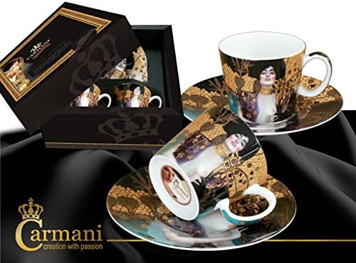 Carmani Painters Tea or Coffee Set, Famous Gustav Klimt Porcelain Collection (Judith)
