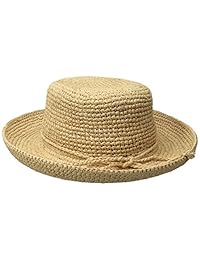 SCALA - Sombrero de rafia de ganchillo con cordón para mujer