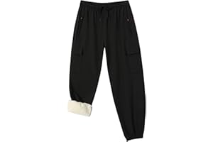 HONCAN Boy's Winter Cargo Snow Pants Sherpa Lined Sweatpants Thicken Warm Jogger Pants