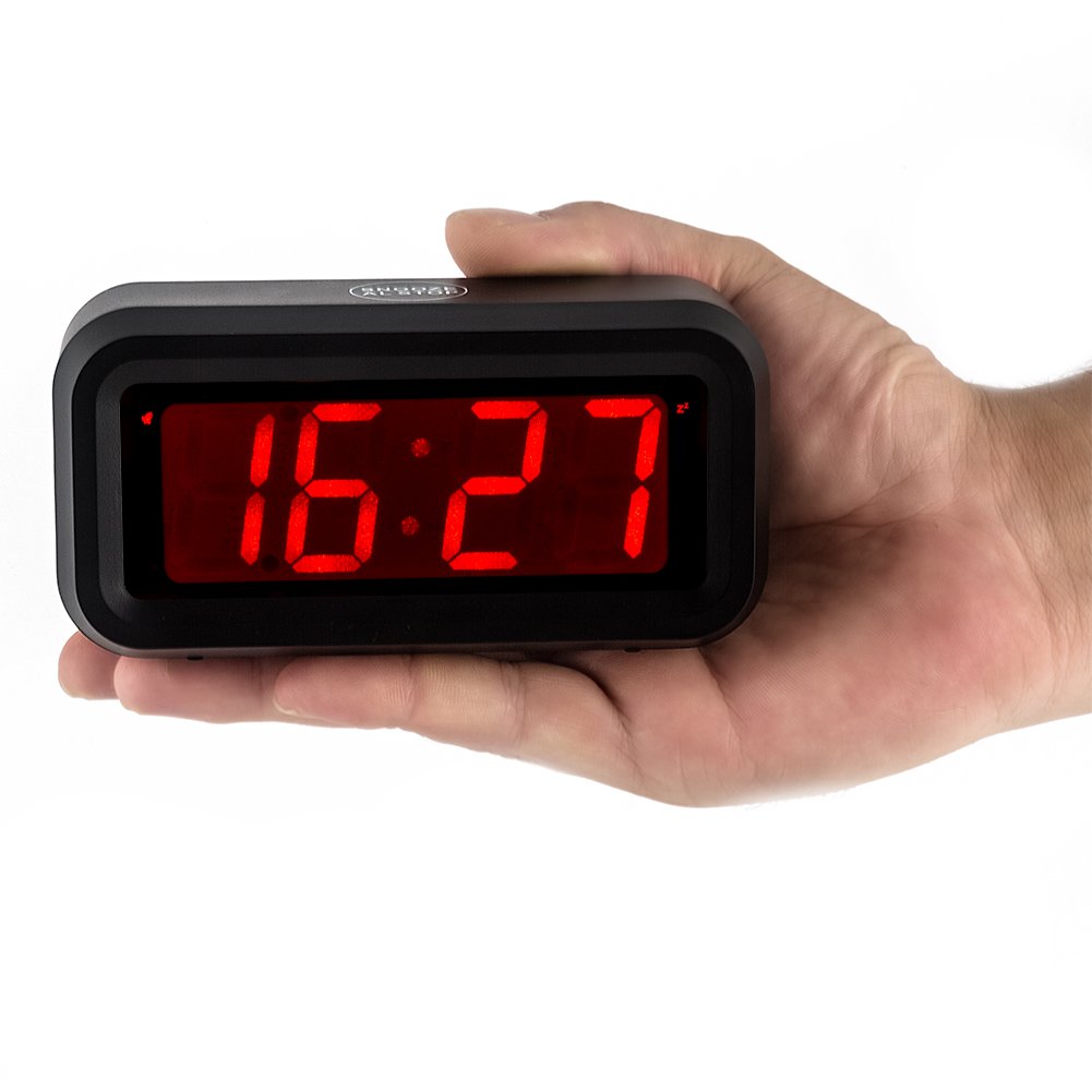 Kwanwa Travel Alarm Clock with LED Display (Black) Battery Powered