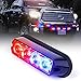 Xprite Red & Blue 4 LED 4 Watt Emergency Vehicle Waterproof Surface Mount Deck Dash Grille Strobe Light Warning Police Light Head with Clear Lens
