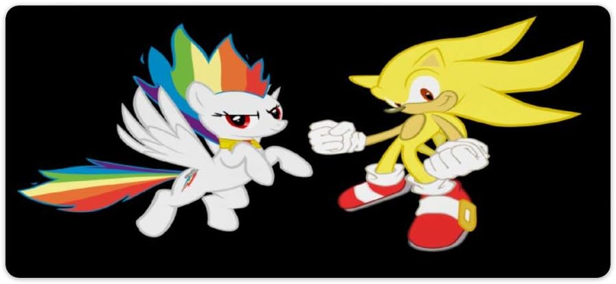 Mouse pad for Sonic,Super Sonic Hedgehog Rainbow Dash Black,Large Gaming Mouse Mat,Desk Mat,Waterproof Anti-Dirty Skid Proof Lockrand Mousepad,Perfect for Video Games, 90x40cm 35x16 inch