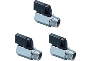 HongBoW Hardware 3 Pcs 3/8" Brass Mini Ball Valve NPT Female x Male Shut-Off Valve