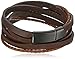 Men's Black Ion-Plated Stainless Steel and Leather Wrap Bracelet