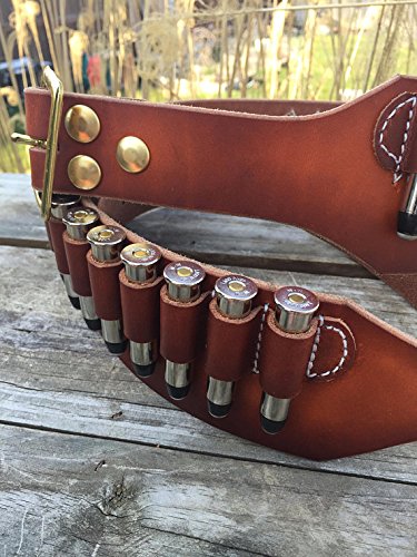 vsdfvsdfv Hunting Tactical Ammunition Belt Military Shotgun Shell Ammo Bullet Leather (Dark Brown, 7.62and 30-30)