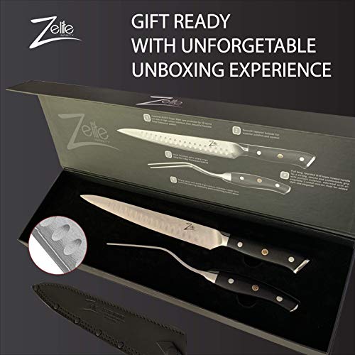 Meat Carving Knife and Fork Set (10 Inch) by Zelite Infinity - Alpha-Royal Japanese Series - Japanese AUS10 Super Steel 67-Layer Damascus - For Professional Chefs and Home Cooks