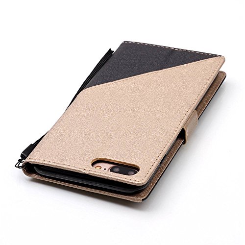 Scheam iPhone 7 Plus iPhone 8 Plus Wallet Multi Card Holder Anti-Scratch Backcover Folio PU Leather Cover with Backcover Case Compatible with iPhone 7 Plus iPhone 8 Plus - Golden + Black - Thumbnail 6