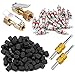 Electop Tire Valve Tool Kit 104 Pcs- 2 Open Flow Straight Lock-On Air Chucks with Clip- 80 Plastic Tyre Valve Dust Caps- 2 Valve Core Remover with 20 Valve Stem Cores for Car Motorbike Trucks Bicycle