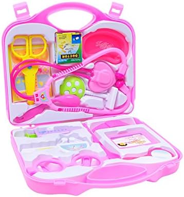 Pepperonz Child Family Mini Medical Doctor Play Set For Kids With Durable Case (Pink)