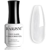 RARJSM Clear Fiber Glass Rubber Base Gel Nail Polish for Repair Broken Nails Strengthener Gel Base Coat Transparent Brush on BuildingGel in a Bottle Soak Off UV LED Curing Requires 15ml Salon Home