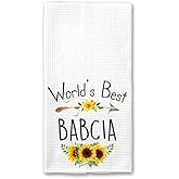 World's Best Babcia Kitchen Towel, Floral Sunflower Kitchen Towel, Best Babcia Ever, Gift Mothers Day Birthday Christmas Thanksgiving for Babcia, Soft and Absorbent Kitchen Tea Towel
