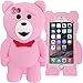 WwWSuppliers Cute Teddy Bear with Red Bow Case for Apple iPhone 6 Plus 6S Plus Toy Cartoon Silicone Rubber Gel Protective Cover with Screen Protector (Pink)