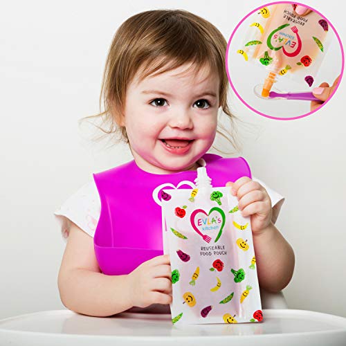 Baby Food Freezer Trays & Reusable Food Pouches | Baby Food Storage Pouch Perfect for Serving Homemade Healthy Smoothies & Purees | Easy Clean & Saves Money | Better for Babies Toddler & Environment