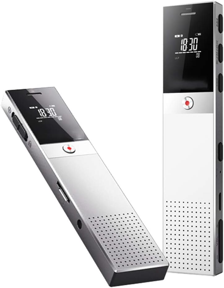 Mrrong Recorder Professional HD Noise Reduction Recorder 8G + 16G Automatic Voice Control MP3 Recorder TF Card Extension For Classroom/Conference / Daily Recording-Silver Gray