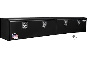 BUYERS PRODUCTS COMPANY Buyers Products 1703020 Black Steel Topsider Truck Box With T-Handle Latch, 18 x 16 x 96 Inch, Truck Tool Box For Storage And Organization, Lockable Tool Chest For Work Trucks