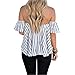 BOBIBI Women's Blouse Off Shoulder Striped Summer Casual Shirt Tops