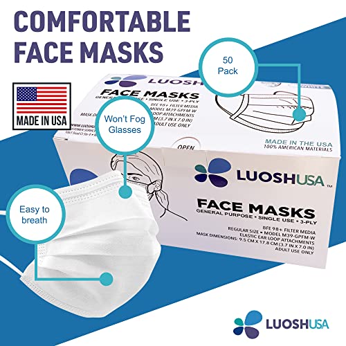 Luosh Face Masks Disposable Made in USA Only ASTM Level 3 Mask with
