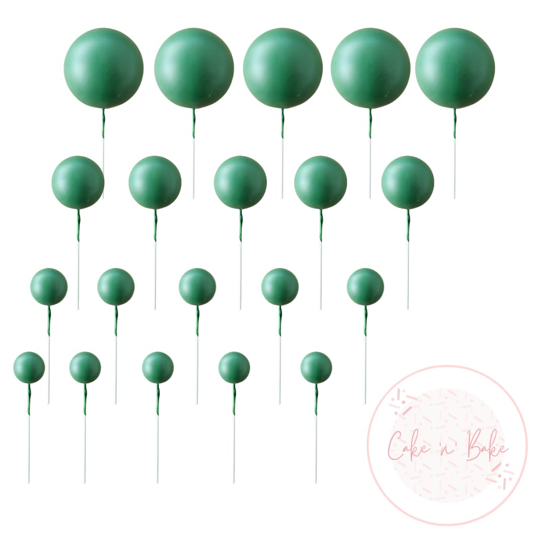 Faux Coloured Polystrene Cake Topper Ball Spheres - Pack of 20 (Emerald)