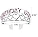 BABEYOND Crystal Rhinestone Tiara Headband Happy Birthday Girl Crown Comb Pin (Silver and Pink)
