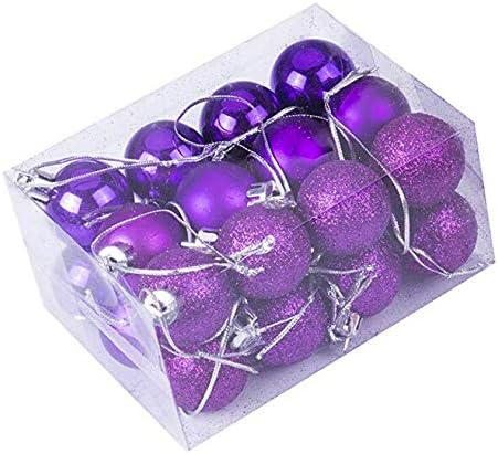 Icemaris 24PCS Christmas Tree Ball Baubles Hanging Ornament Wedding Decoration Colored Hanging Balls (Purple)