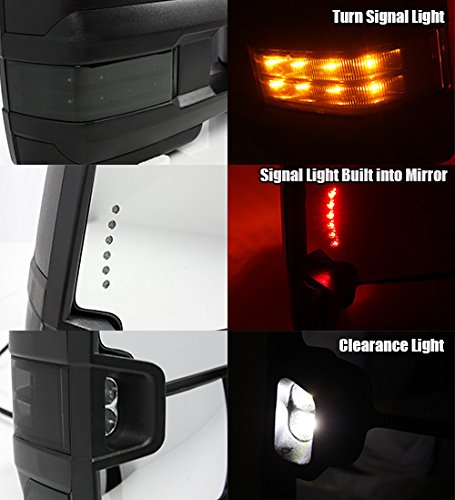 ModifyStreet Power Side Towing Mirrors with Smoke Lens Turn Signal and Heated Defrost and Clearance Light for 03-06 Chevy Silverado Avalanche Tahoe Yukon/XL/Denali Suburban or GMC Sierra - 1 Pair