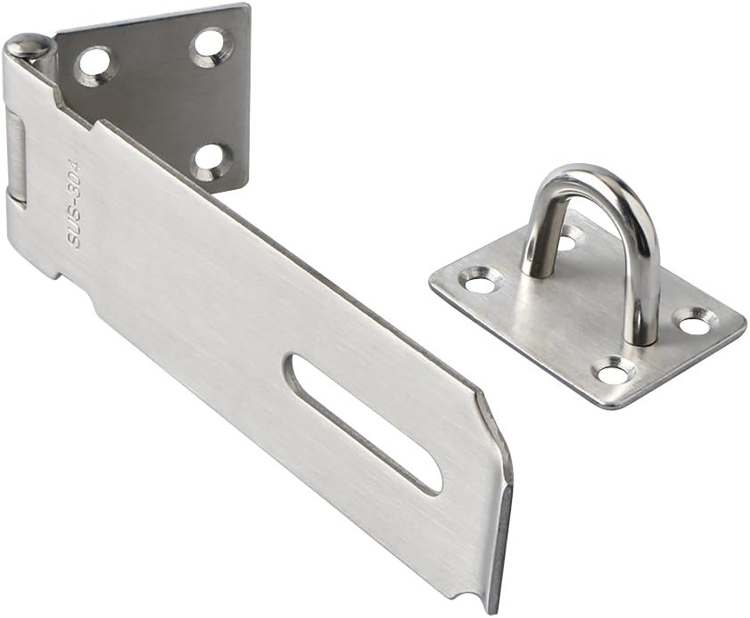 Alise MS9-5B Padlock Hasp Door Clasp Gate Lock SUS 304 Stainless Steel Finish, Silver - - 