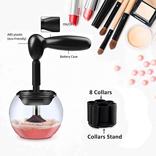 Electric Cosmetic Makeup Brush Cleaner, ELOKI 360 Rotation Cleaner and Dryer Makeup Brush for Deep Thorough Cleaning - Brushes Kit Washing Tools Spinner Cleans(Black) - Thumbnail 2