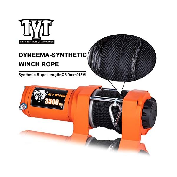 TYT 3500 lb Advanced Load ATV/UTV Synthetic Rope Winch Kits, 12V Elelctric Winch with 2 Wireless