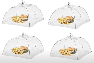 RHP Fliegenhaube XL 4er Set Abdeckhaube für Essen, Faltbare Kuchenabdeckung Fliegenschirm Lebensmittel Abdeckung, Perfekter Fliegen-Schutz für Essen, Obst, Picknick, BBQ, 29x29x30 cm, Weiß