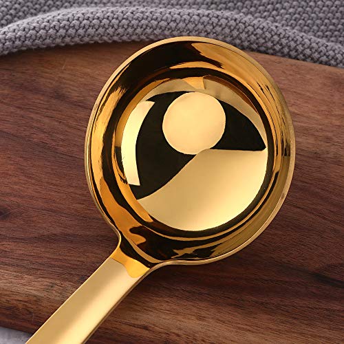 Gold Soup Ladle, BuyGo Large Serving Soup Spoon Stainless Steel Long Handle Soup Pan Ladle for Cooking, Stirring, Dishwasher Safe, 11.81 inches - Thumbnail 2