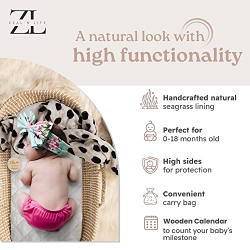 ZEAL'N LIFE Baby Changing Basket with Wooden Calender and 02 Waterproof
